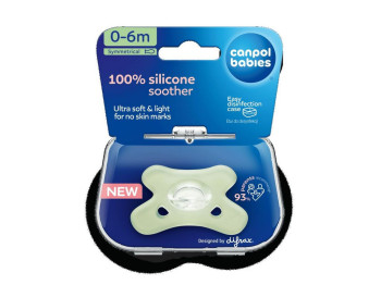 Пустышка, 100% Silicone Soother, силикон, 0-6 мес, 24/001_GRE, Canpol Babies