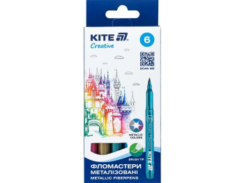 Фломастери-пензлики Creative металізовані 6 кольорів, Kite