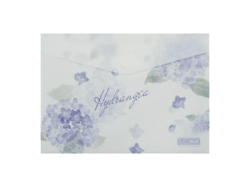Папка конверт на кнопке с дизайном Hydrangea, A4, пластик 180 мкм