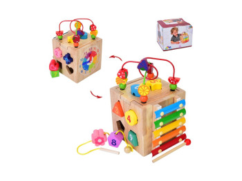 Дерев'яна іграшка Центр розвиваючий куб, лабіринт, сортер, ксилофон