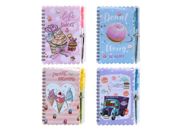 Блокнот на спіралі Sweets з ручкою 10,5х14см
