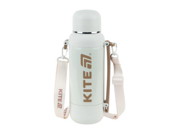 Термос з чашкою Kite K25-1225-2 1200 мл бежевий, з ремінцем, Kite