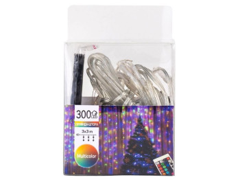 Гирлянда-штора 300LED разноцветная от USB 3х3м, 9133-024