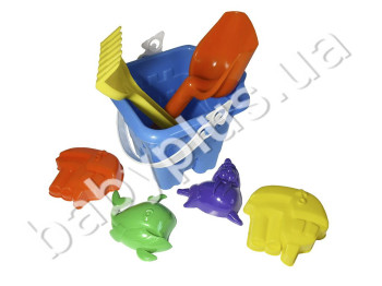 Пісочний набір лопатка, граблі, пасочки і відро Фортеця середнє. Lico Toys Л-028-2