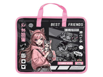 Папка пластиковая с текстильными ручками Anime Girls, KIDIS 13212