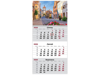 Календарь настенный квартальный 2026 год, на 1 пружине, Romantic, Axent