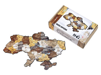 Фігурний дерев'яний пазл Карта України A4, у картонній упаковці, PuzzleOk