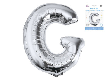 Шар фольгированная буква G Party Go 40 см, самодержащаяся форма, серебряная
