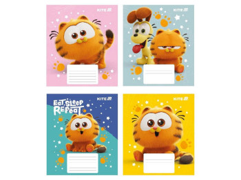 Тетрадь в косую линию 12 листов, Garfield THEATRICAL, Kite