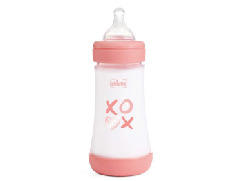 Бутылочка пластиковая PERFECT 5 Love, 240 мл 2мес+, розовая, Chicco