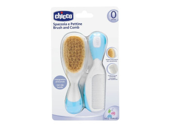 Набір щітка натуральна та гребінець, блакитний,  Chicco