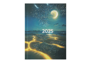 Дневник датированный 2025, А5, 336 страниц, твердый переплет с космическим дизайном