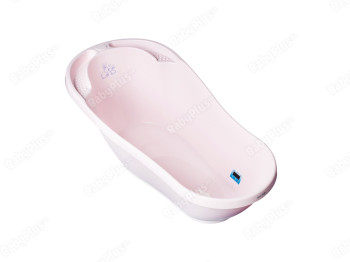Ванночка Зайчики со сливом и термометром светло-розовая 92 см. Tega Baby KR-011-104