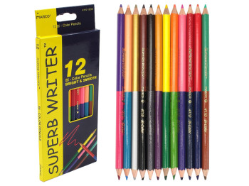 Набор цветных карандашей 24 цвета двухсторонние 12 шт. в картонной коробке. Marco 4110-12