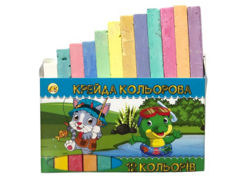 Мел цветной прямоугольный, 12 цветов