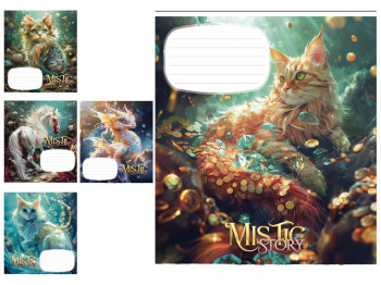 Зошит учнівський у клітинку "Mistic story" ВД-лак, 18 аркушів, Школярик 018-3441K