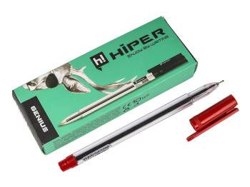 Ручка масляна Genius. Hiper HO-120. Довжина листа 1 200 м. Колір ЧЕРВОНИЙ. (Ціна за 1 шт.)