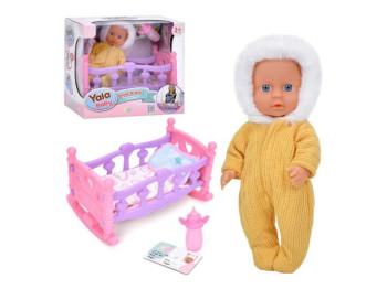 Пупс YL2420A-C 21 см, пьет и писает, с кроваткой, Limo Toy