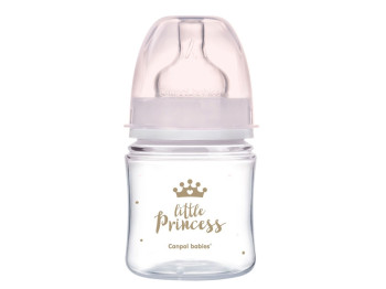 Бутылка антиколиковая с широким отверстием 120 мл PP Easystart Royal baby розовая. Canpol Babies 35/