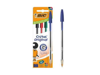 Ручка Cristal, асорті, 4шт в пакуванні, BIC bc516834