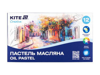 Пастель масляна Creative K-200-12, 12 кольорів, кругла форма, Kite