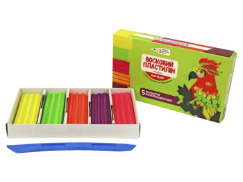 Пластилин восковый флуоресцентный, 5 цветов, 60 грамм, Гамма