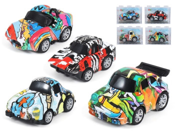 Инерционная машинка Alloy Model, 6,6 см, в пластиковом блоке, 4 вида (цена за 1шт)