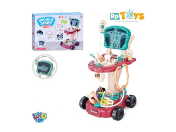 Набор врача 660-88, тележка, 29 предметов, со светом, Limo Toy