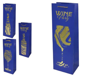 Пакет подарунковий паперовий під пляшку Wine party 12х36х9см