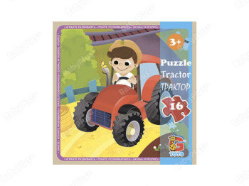 Пазли картонні Трактор, 16 елементів, G-Toys