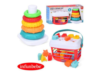 Игрушка 2в1 PL201C-PLC200 Infunbebe, сортер + пирамидка