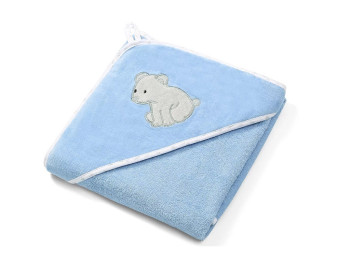 Полотенце велюровое с капюшоном голубое Мишка 85х85 см. BabyOno 539/04
