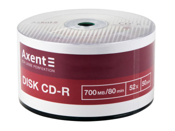 Диск CD-R для одноразового запису, 700 МБ/80 хв, швидкість 52X (ціна за упаковка 50 шт)