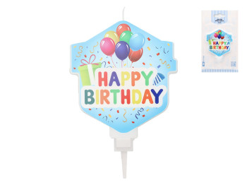 Свічка декоративна для торта “Happy Birthday”, 11,7см, блакитна
