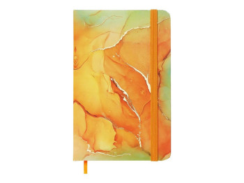 Книжка записная MARBLE, на резинке, А6, 80 л., клетка., офсет крем., тв.лам.обл., оранжевая, Buromax