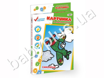 Картинка из пайеток и глиттера Самолётик (в коробке), Strateg