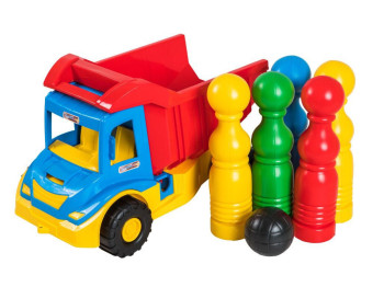 Машинка вантажівка рухомий кузов Multi Truck 39220 40 см, з кеглями, Tigres
