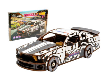 Дерев’яний 3D конструктор Muscle Car GT, 24×9×7 см, модель авто,162 деталі, PuzzleOk