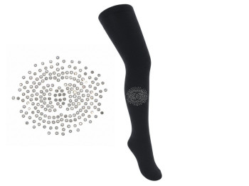 Колготи дитячі демі бавовняні класичні зі стразами, розмір 22, зріст 134+, колір чорний, LEGGERI