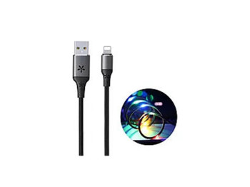 Кабель USB For Lightning со светодиодной подсветкой (черный). Длина 1 м. ТМ Remax