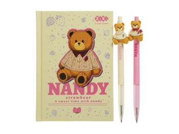 Подарунковий набір з блокноту та ручок ZiBi Bear Toy №4, 64 аркуші, 2 кулькові ручки