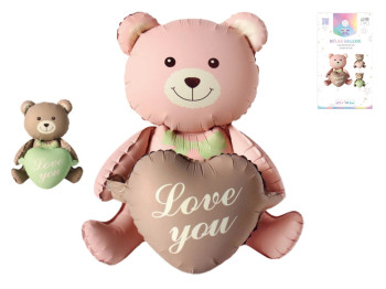 Шарик фольгированный мишка Love You, 105 см, микс видов