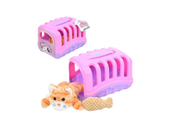 Игрушка мягкая Кот, плюш, переноска