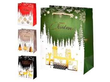 Пакет новогодний бумажный M Merry Christmas 26х32х10 см, R91395-M