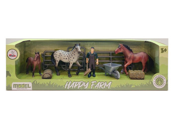 Набор фигурок ферма XTY-912 13 см, животные 3 шт., с тележкой и забором