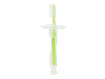Силіконова зубна щітка з обмежувачем зелений. MegaZayka 0707