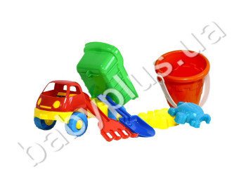 Машинка Смайл самоскид з лопаткою, граблями, пасочками і відром. Lico Toys Л-014-3