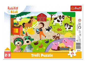 Пазл Trefl Babies and Bear Ферма, 15 элементов с рамкой
