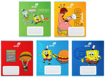 Зошит у кілітинку PetsongeBob SquarePants Kite SB26-232, 12 аркушів, мікс видів, ціна за 1шт