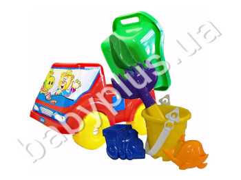 Машинка Вольво з лопаткою, граблями, пасочками і відром. Lico Toys Л-013-12